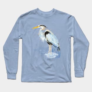 Great Blue Heron Bird Long Sleeve T-Shirt